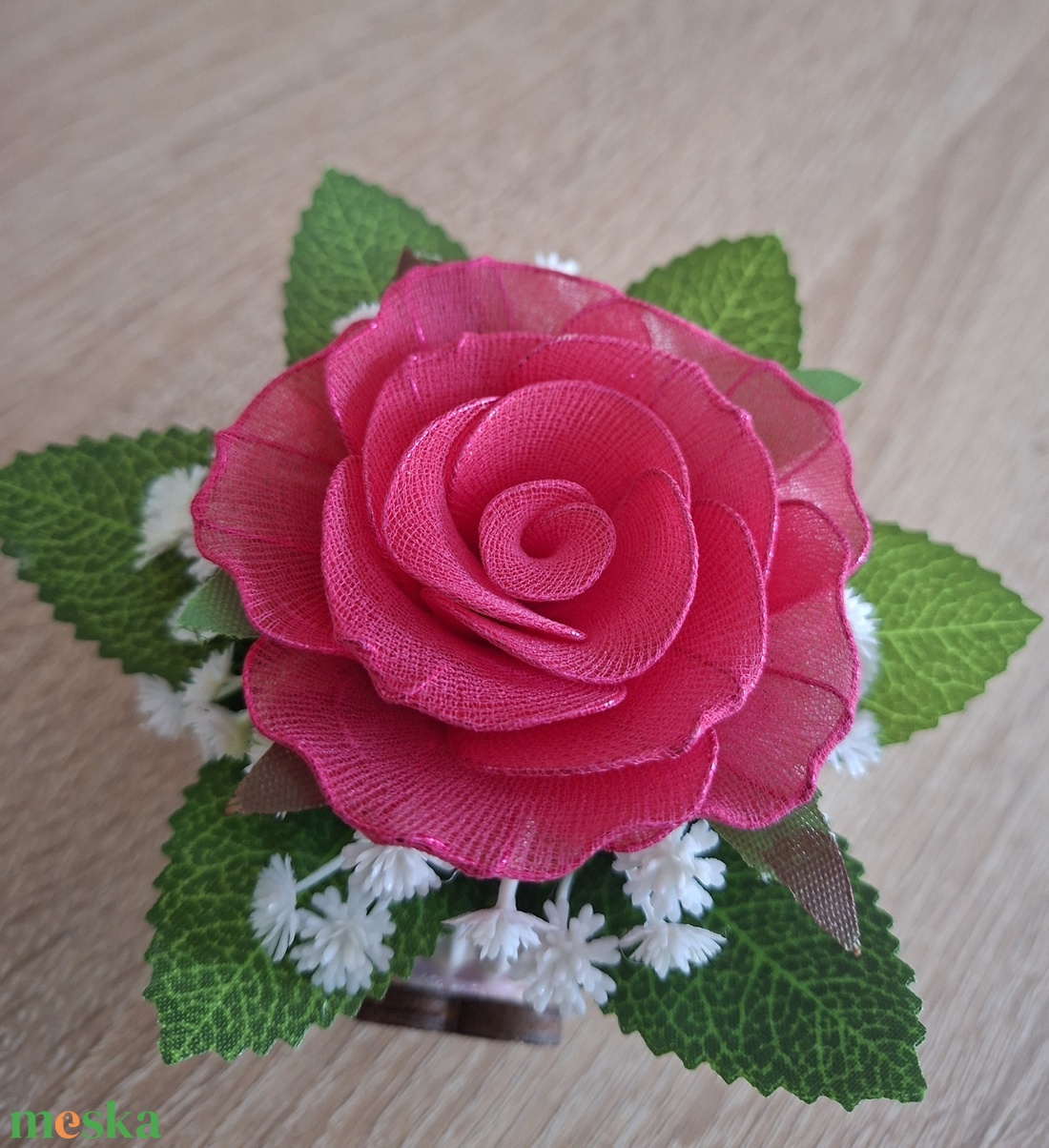 Örök szeretet csomag -piros rozsa és maci díszdobozban - otthon & életmód - virágdekoráció - virágdíszek - virágdísz kaspóban - Meska.hu