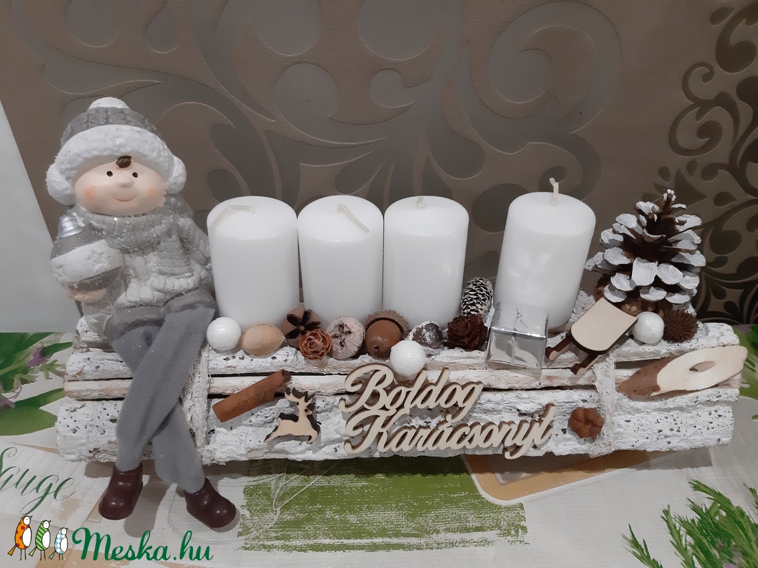 Adventi asztaldísz  - karácsony - karácsonyi lakásdekoráció - Meska.hu