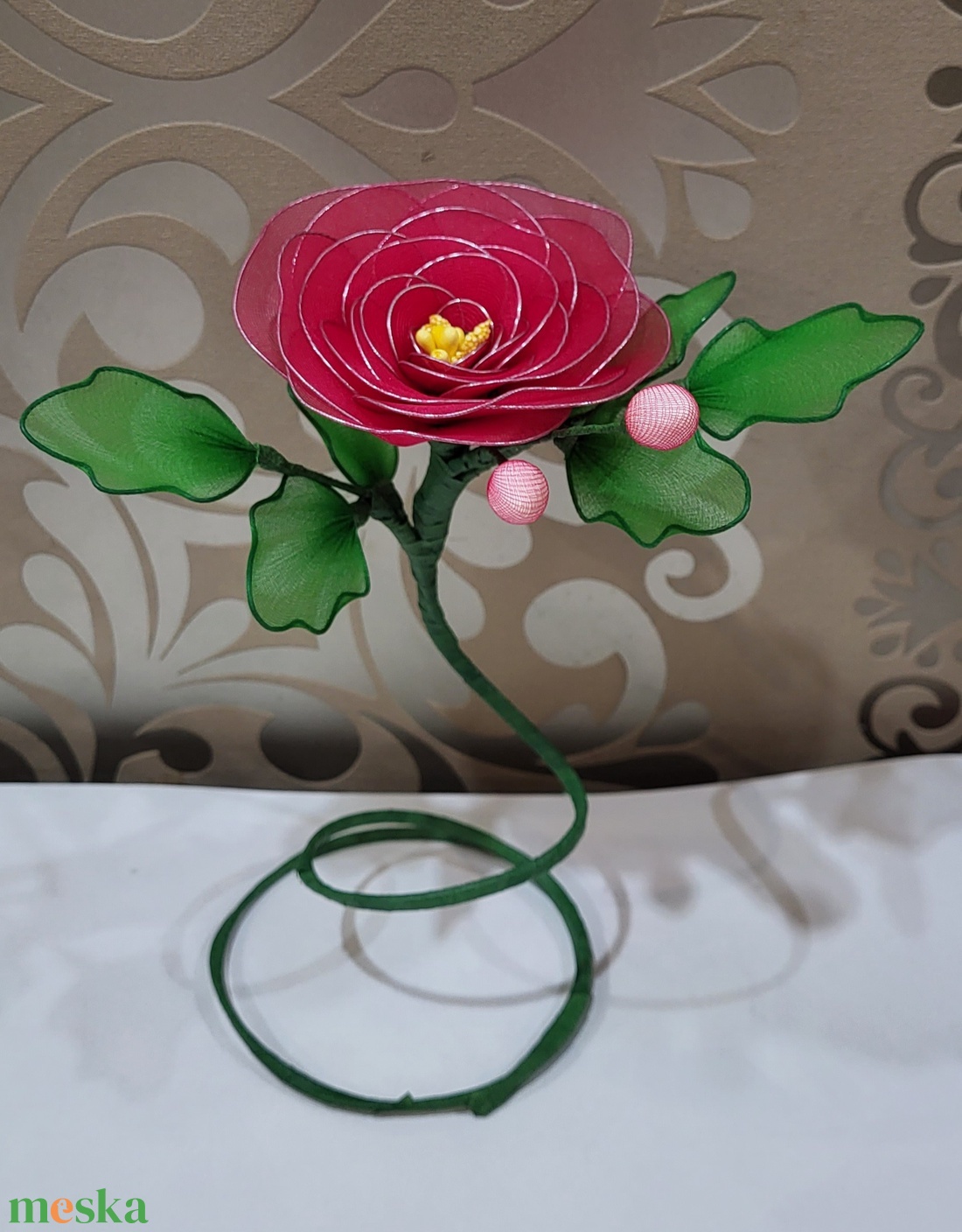 Harisnyavirág rózsa,lábon álló - otthon & életmód - dekoráció - asztal és polc dekoráció - asztaldísz - Meska.hu