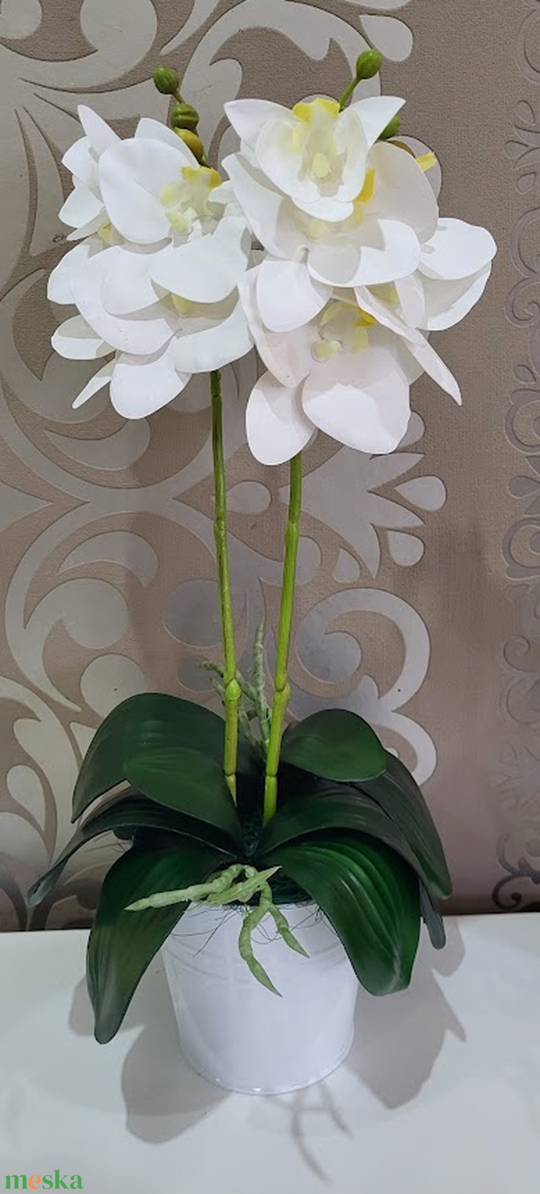 Hófehér élethű gumi orchidea - otthon & lakás - dekoráció - virágdísz és tartó - csokor & virágdísz - Meska.hu