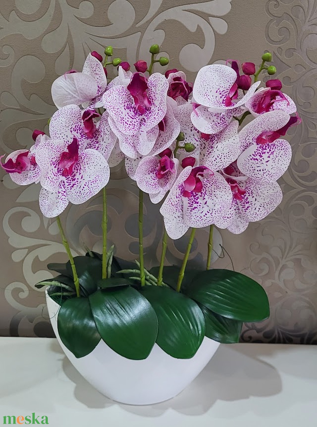 Magneta mintás 6 ágú orchidea - otthon & lakás - dekoráció - virágdísz és tartó - csokor & virágdísz - Meska.hu