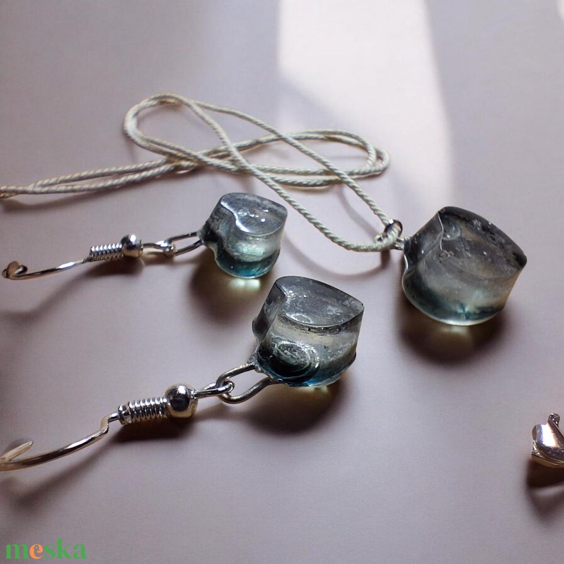 Áttetsző Szív Szett - ékszer - ékszerszett - Meska.hu