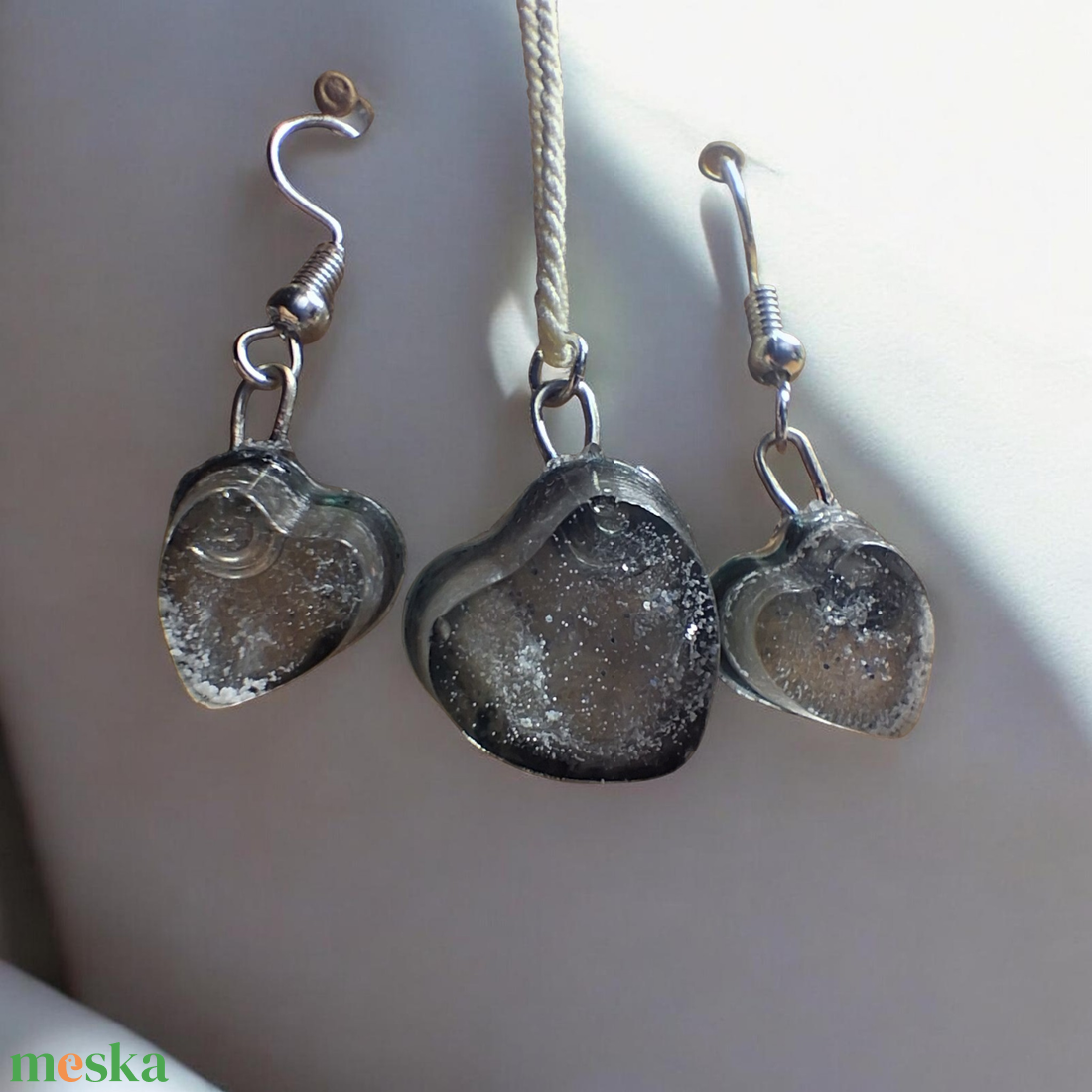 Áttetsző Szív Szett - ékszer - ékszerszett - Meska.hu