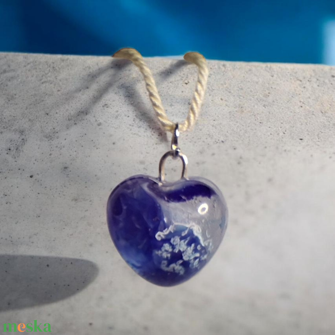 M�lyk�k Szív Medál - ékszer - nyaklánc - medál - Meska.hu