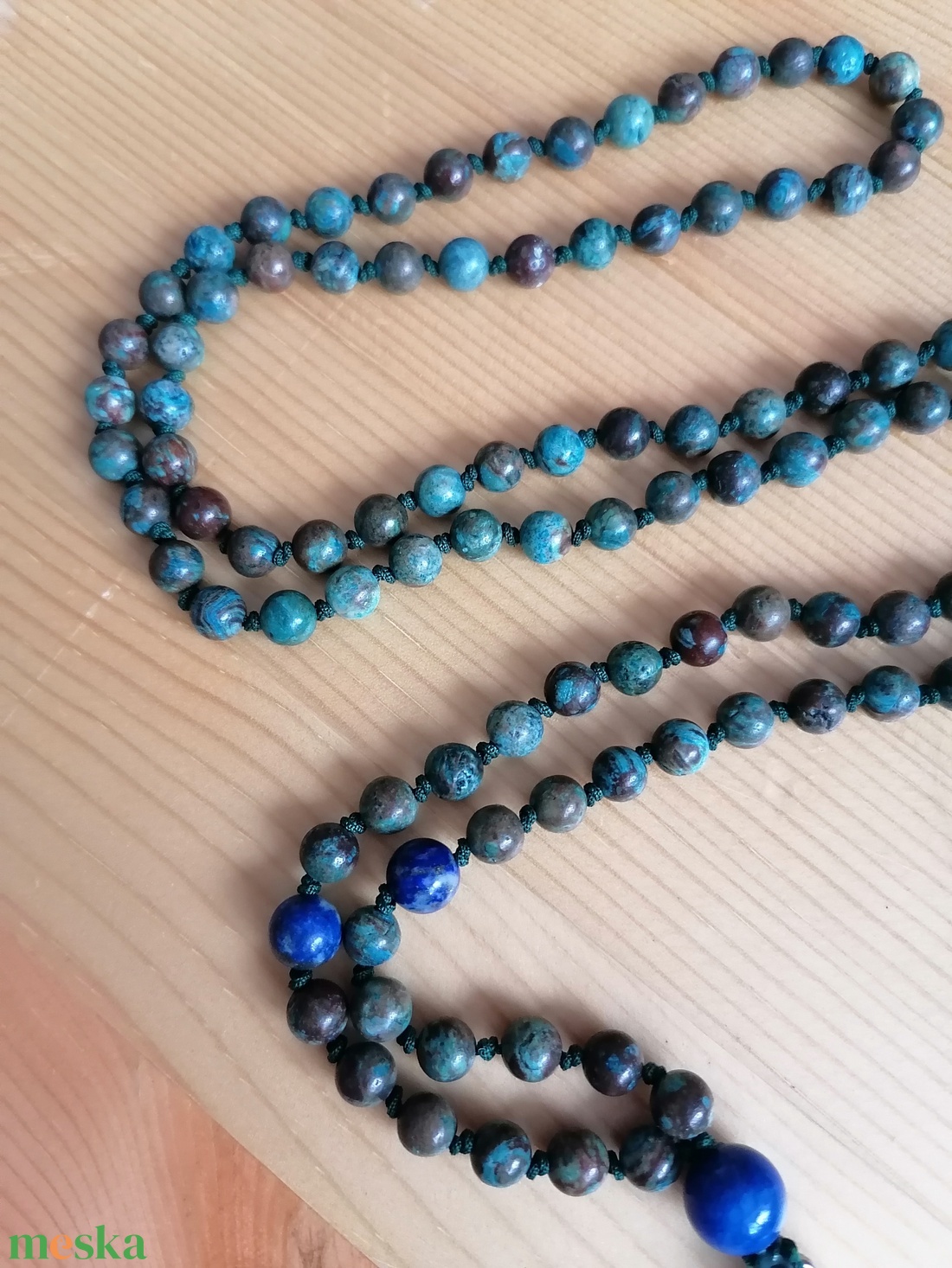 Jáspis és lapis lazuli málá, 108 szem, füzér , mala - ékszer - nyaklánc - bojtos nyaklánc - Meska.hu