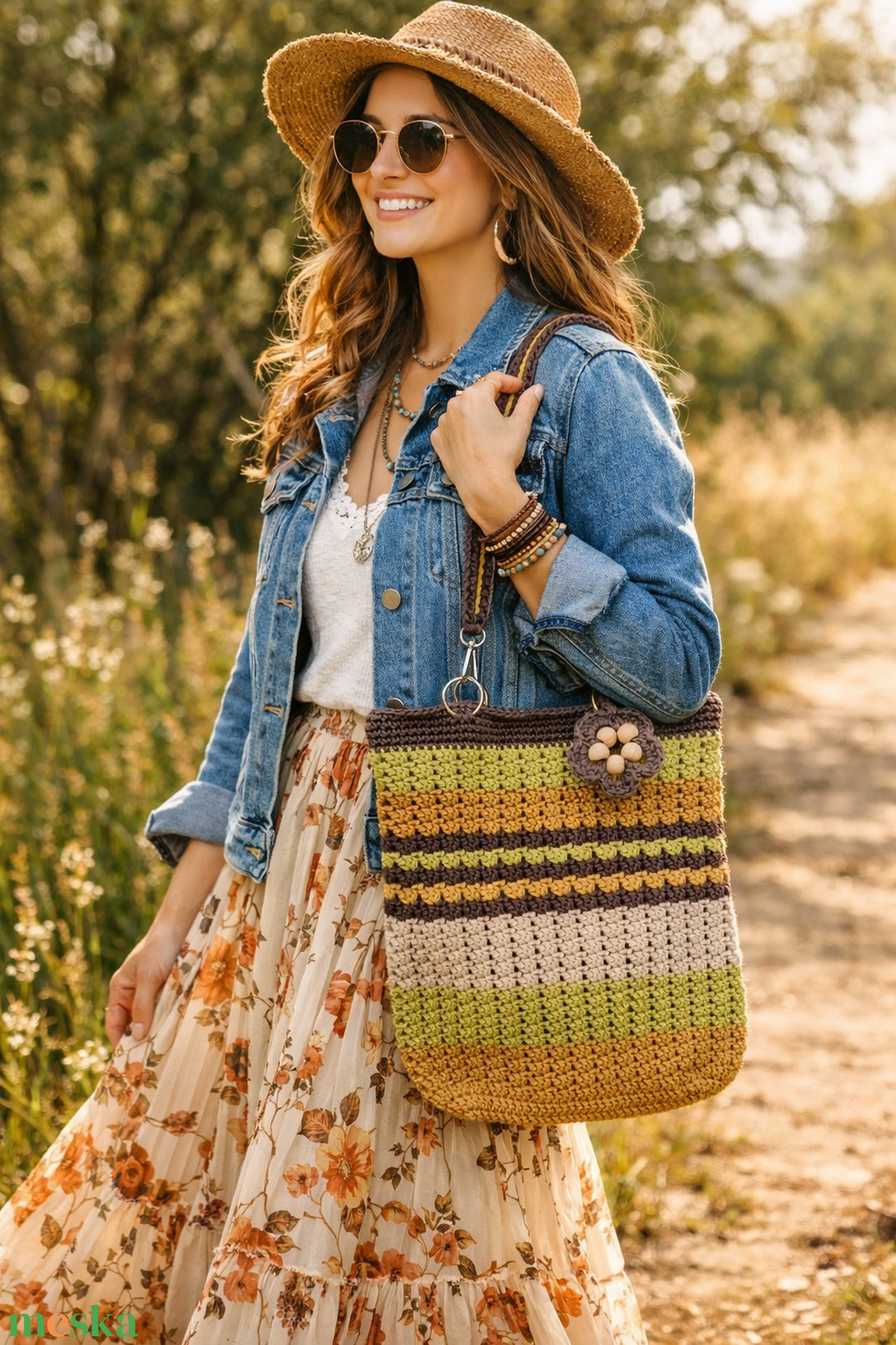 Tavaszi boho táska - táska & tok - bevásárlás & shopper táska - kenyeres zsák - Meska.hu