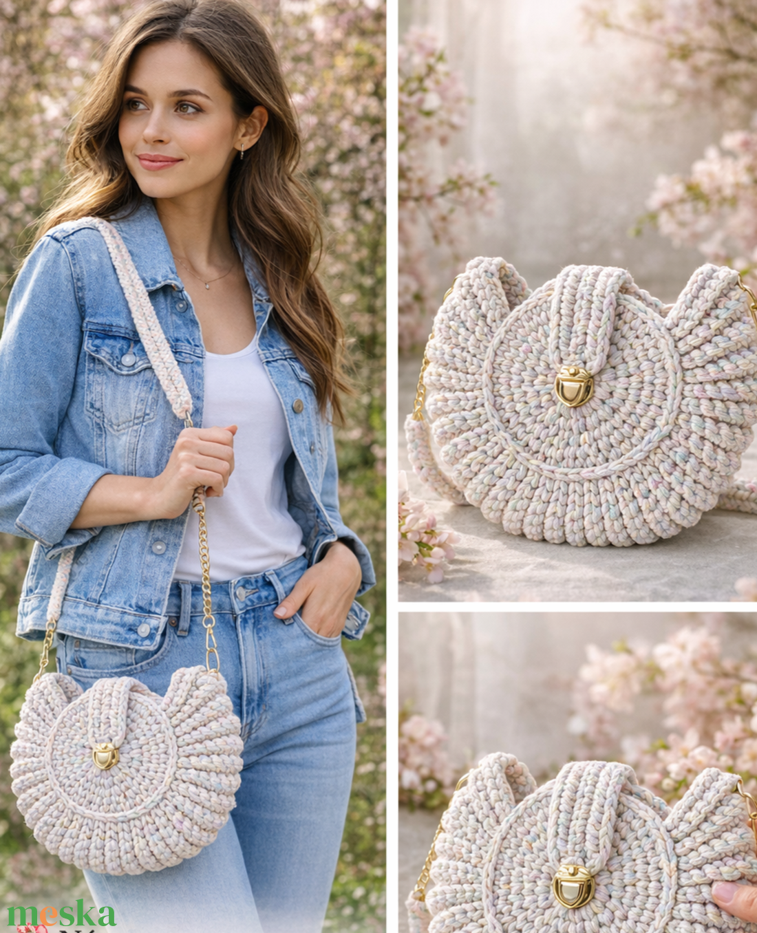  Pasztell táska láncos pánttal  - táska & tok - kézitáska & válltáska - vállon átvethető táska - Meska.hu