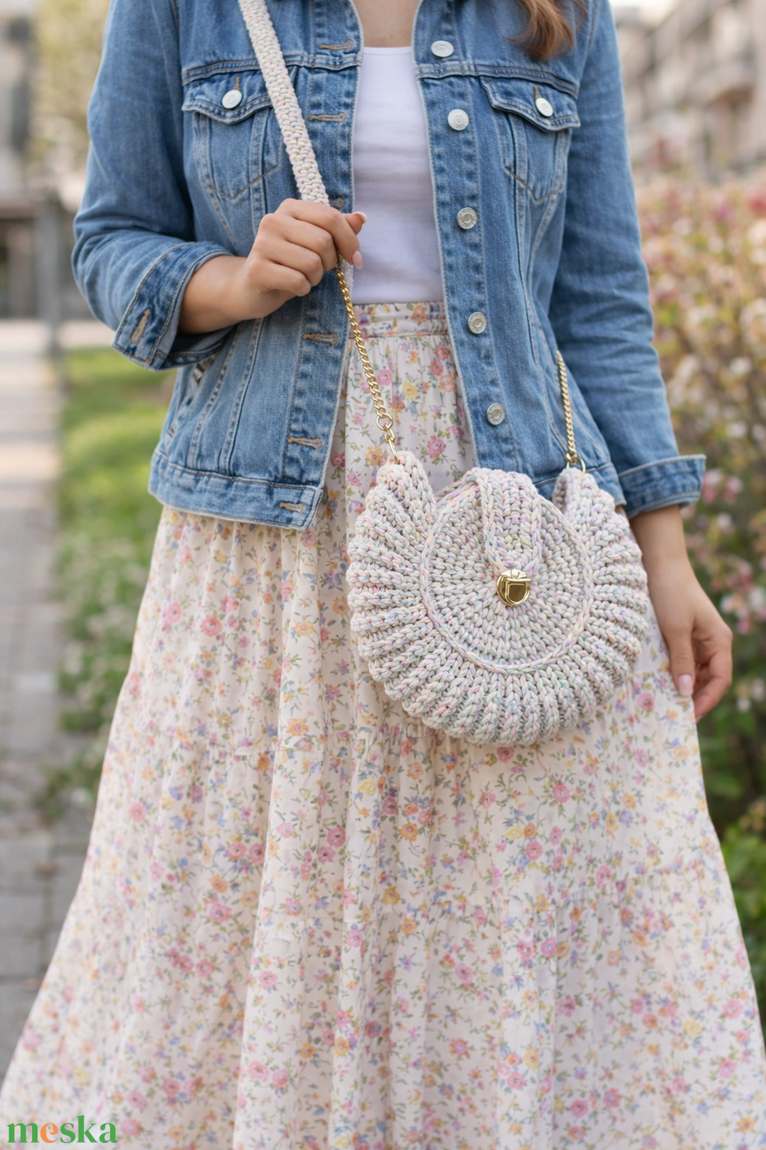  Pasztell táska láncos pánttal  - táska & tok - kézitáska & válltáska - vállon átvethető táska - Meska.hu