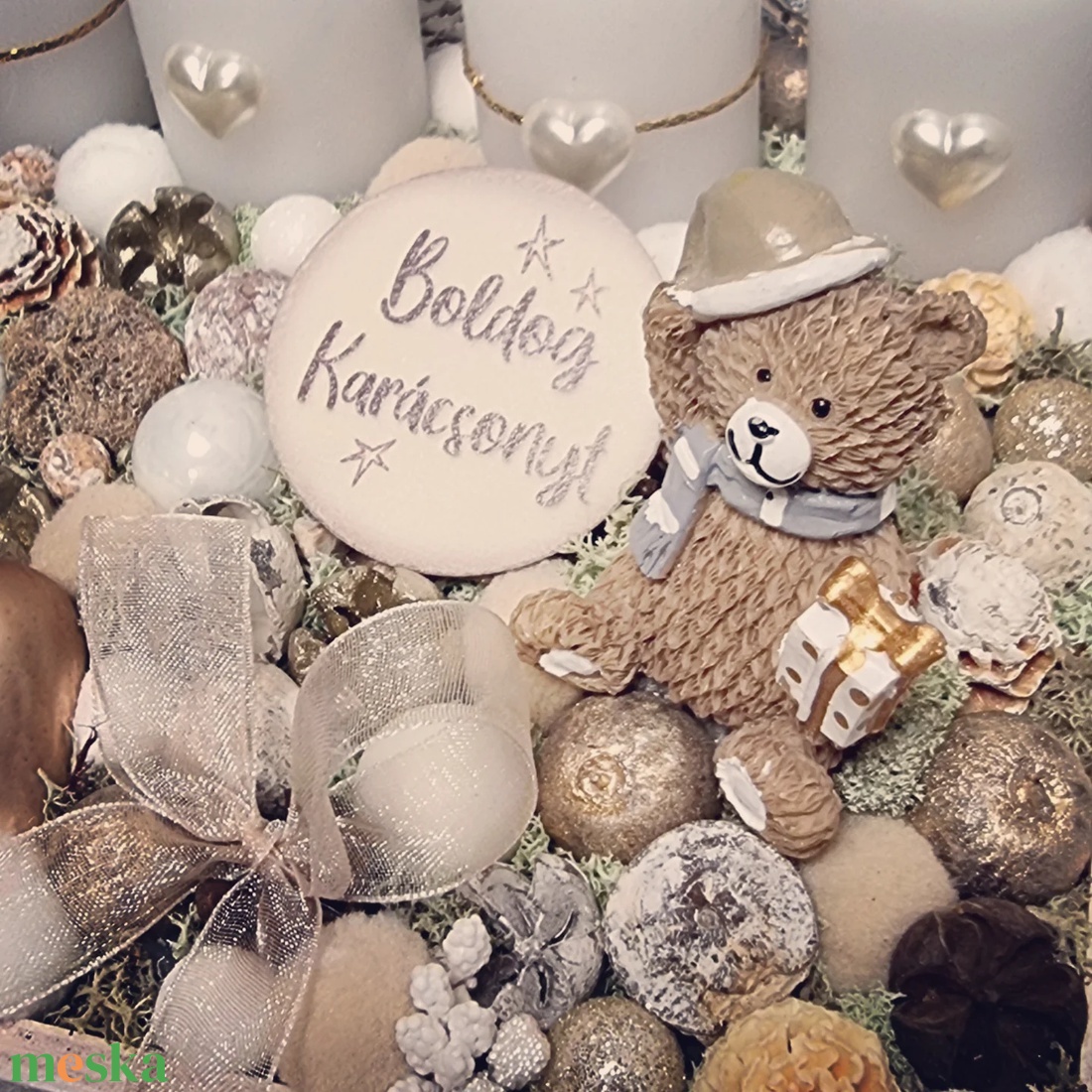Arany-fehér adventi tálca - karácsony - adventi díszek - adventi asztaldísz - Meska.hu Arany-fehér adventi tálca - karácsony - adventi díszek - adventi asztaldísz - Meska.hu