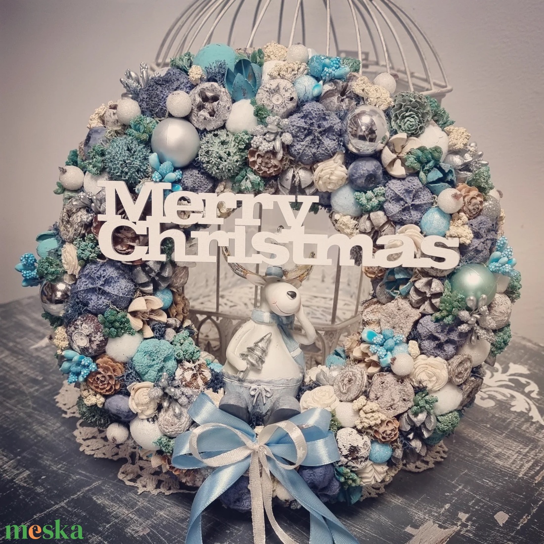 Téli szett (kopogtató és adventi tál) - karácsony - adventi díszek - adventi ajtódísz - Meska.hu