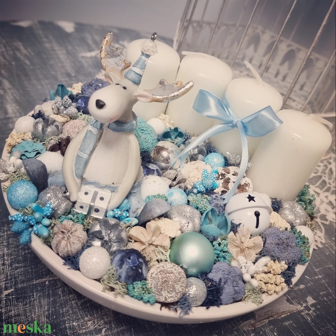 Téli szett (kopogtató és adventi tál) - karácsony - adventi díszek - adventi ajtódísz - Meska.hu