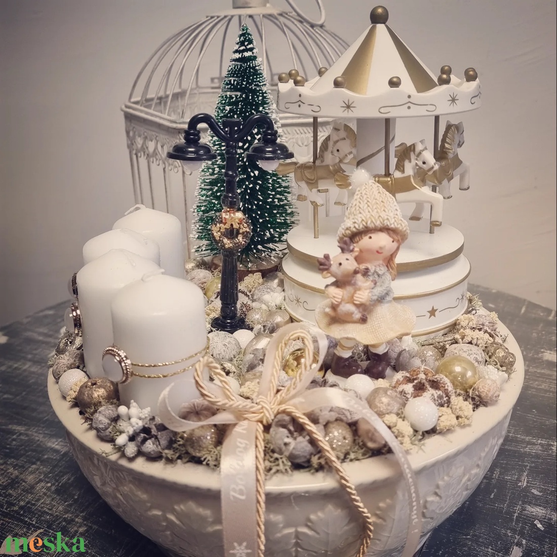 Körhintás adventi dekoráció - karácsony - adventi díszek - adventi asztaldísz - Meska.hu