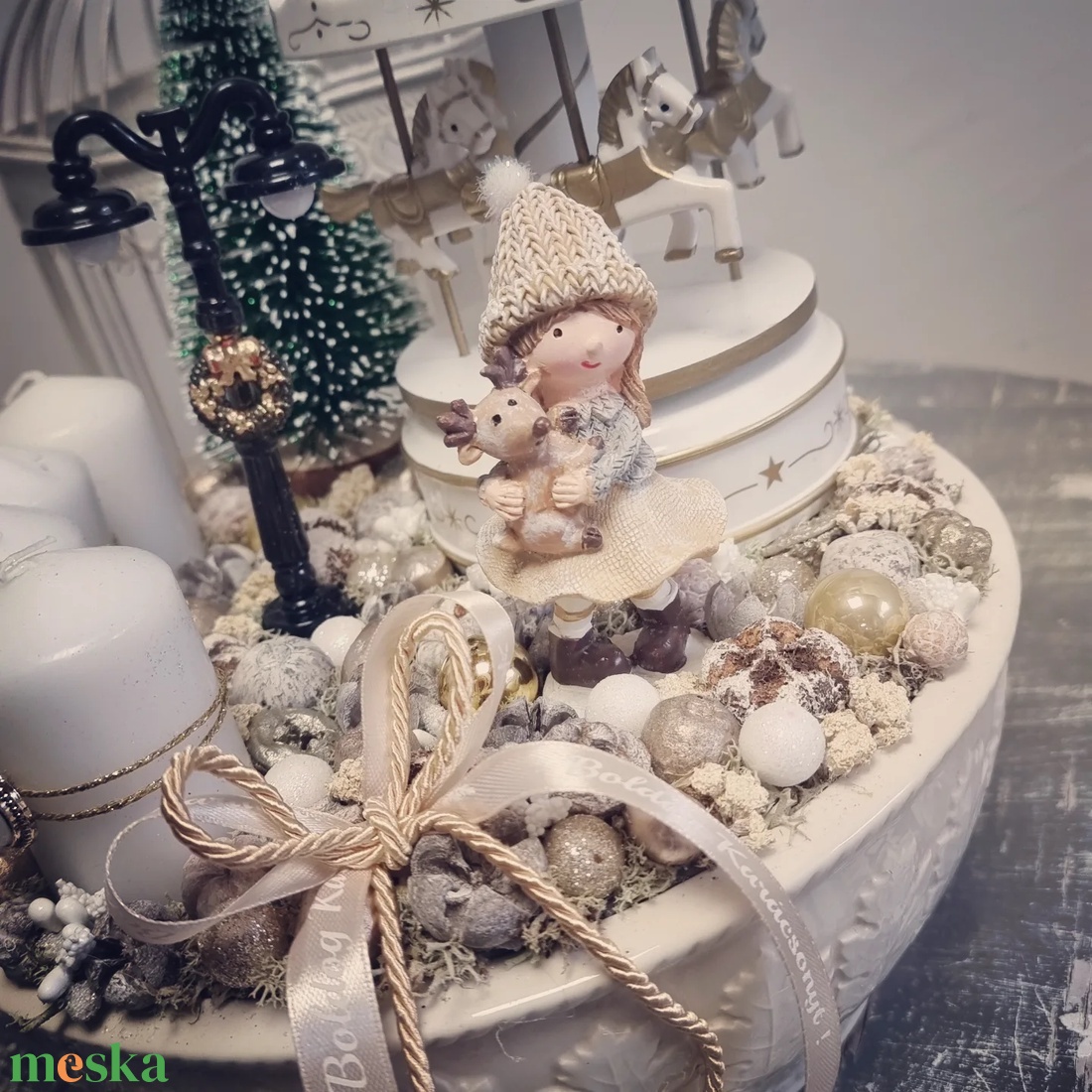 Körhintás adventi dekoráció - karácsony - adventi díszek - adventi asztaldísz - Meska.hu