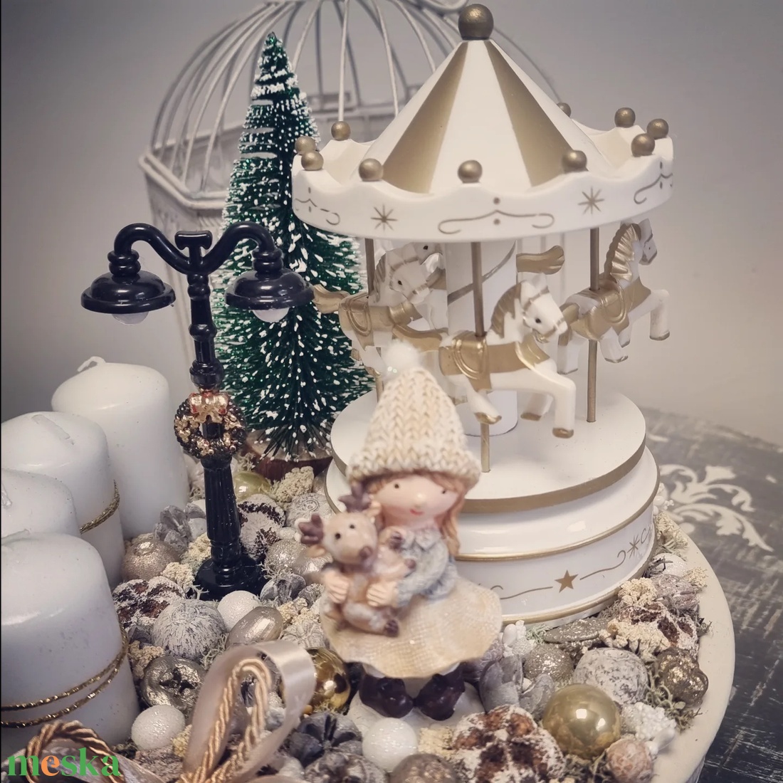 Körhintás adventi dekoráció - karácsony - adventi díszek - adventi asztaldísz - Meska.hu