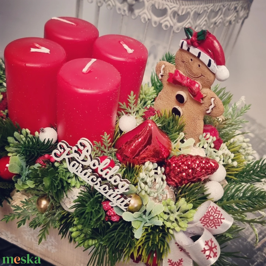Szánkós adventi asztaldísz - karácsony - adventi díszek - adventi asztaldísz - Meska.hu