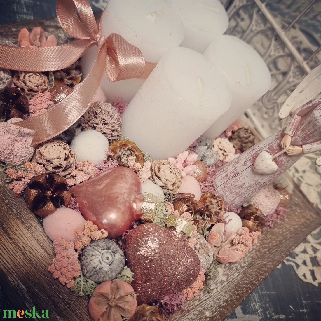 Angyalkás adventi tálca - karácsony - karácsonyi lakásdekoráció - ünnepi asztaldekoráció - Meska.hu