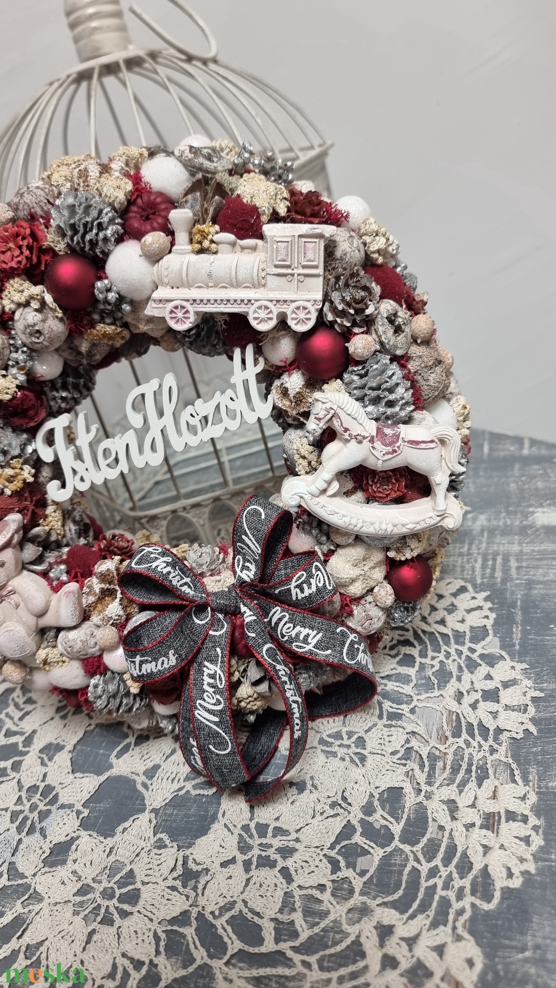 Téli kopogtató - karácsony - adventi díszek - adventi ajtódísz - Meska.hu