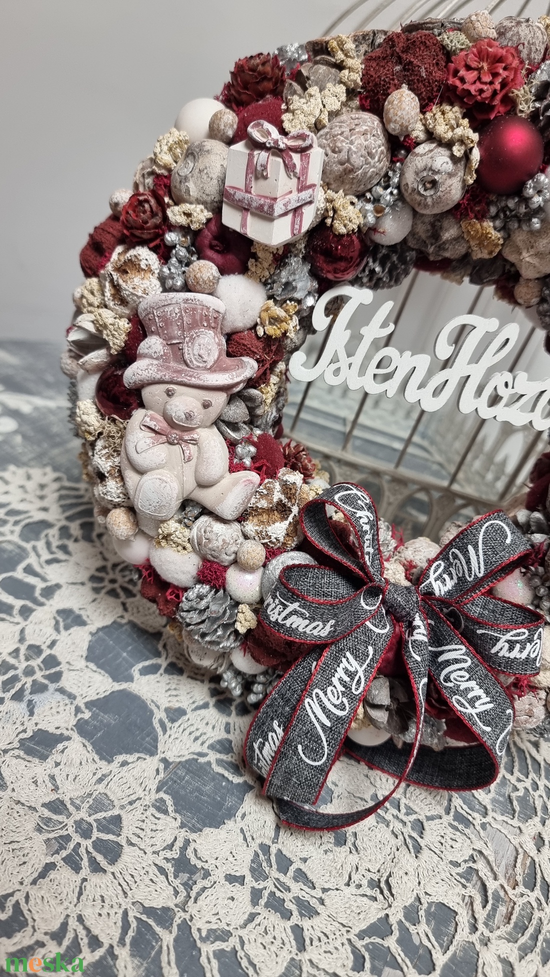 Téli kopogtató - karácsony - adventi díszek - adventi ajtódísz - Meska.hu