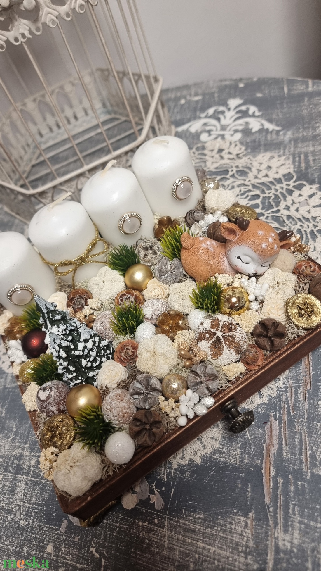 Adventi tálca - karácsony - adventi díszek - adventi asztaldísz - Meska.hu
