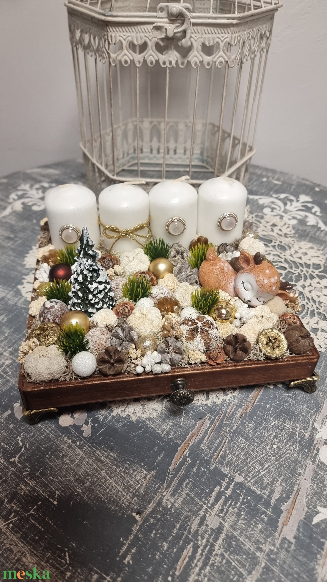 Adventi tálca - karácsony - adventi díszek - adventi asztaldísz - Meska.hu