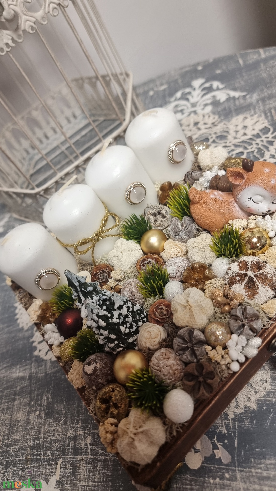 Adventi tálca - karácsony - adventi díszek - adventi asztaldísz - Meska.hu