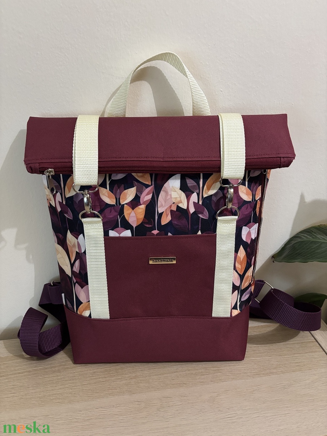 Roll-up női hátizsák eladó - táska & tok - hátizsák - roll top hátizsák - Meska.hu