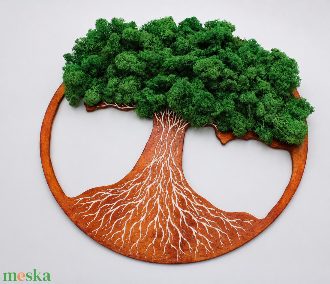 Izlandi zuzmóval díszített falikép mohakép életfa 40 cm - esküvő - emlék & ajándék - köszönőajándék - Meska.hu