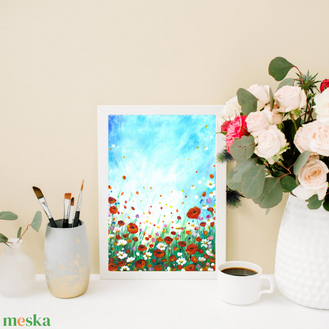 Pipacsmező festmény, Art print eredeti festményem alapján, különböző méretek, modern otthoni dekor - művészet - festmény - festmény vegyes technika - Meska.hu Pipacsmező festmény, Art print eredeti festményem alapján, különböző méretek, modern otthoni dekor - művészet - festmény - festmény vegyes technika - Meska.hu