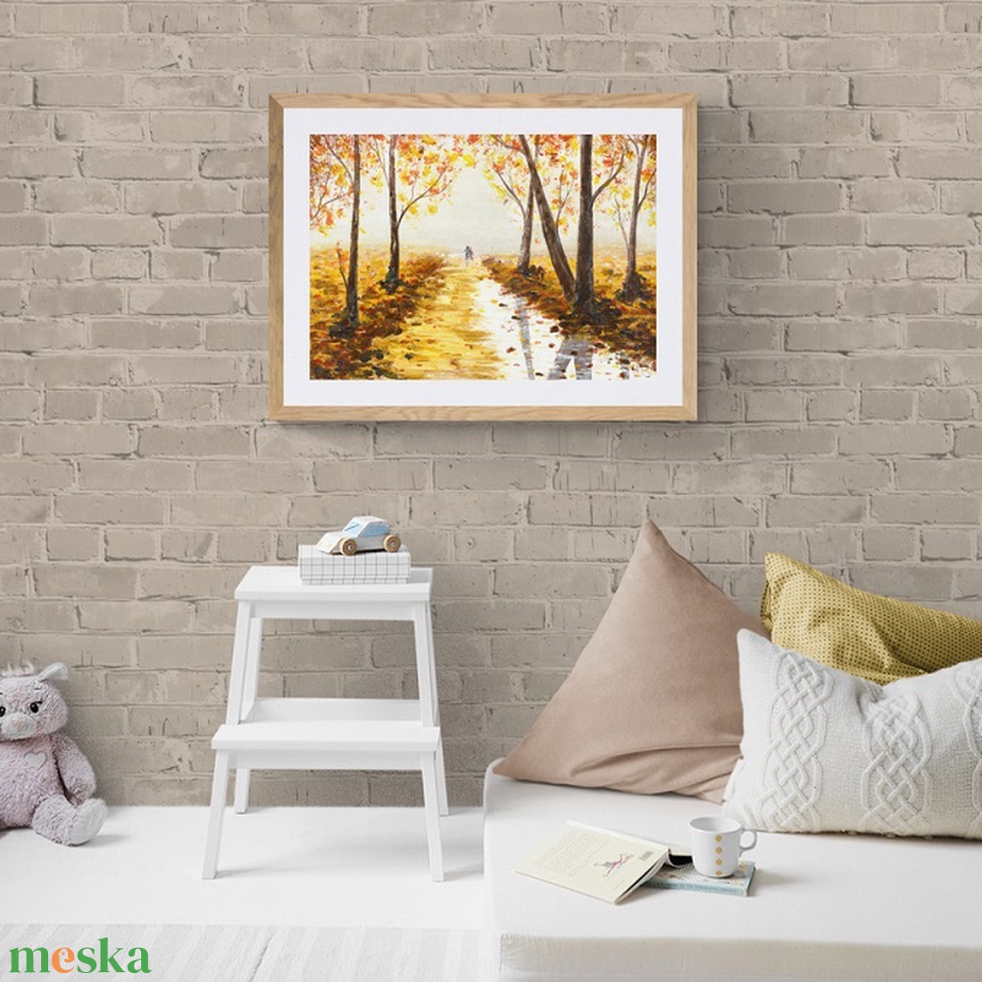 Romantikus őszi séta, sétáló szerelmespár festmény csodás őszi színekben - eredeti festményem art print változata  - otthon & lakás - dekoráció - kép & falikép - művészi nyomat - Meska.hu