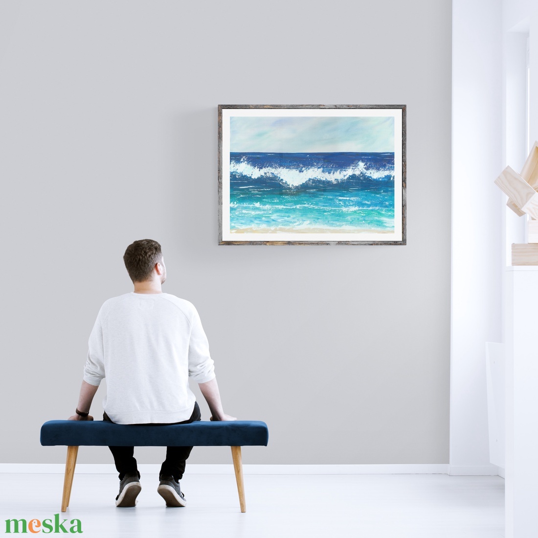 Kék hullám nyári tengerparti festmény - eredeti festményem art print változata. Limitált kiadás - otthon & lakás - dekoráció - kép & falikép - kép & falikép - Meska.hu