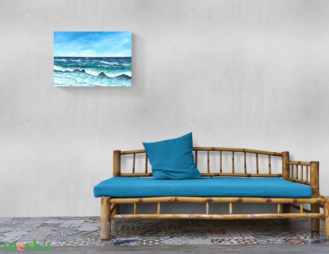 Hullámzó nyári tengerparti festmény - eredeti festményem art print változata. Limitált kiadás - otthon & életmód - dekoráció - kép & falikép - kép & falikép - Meska.hu