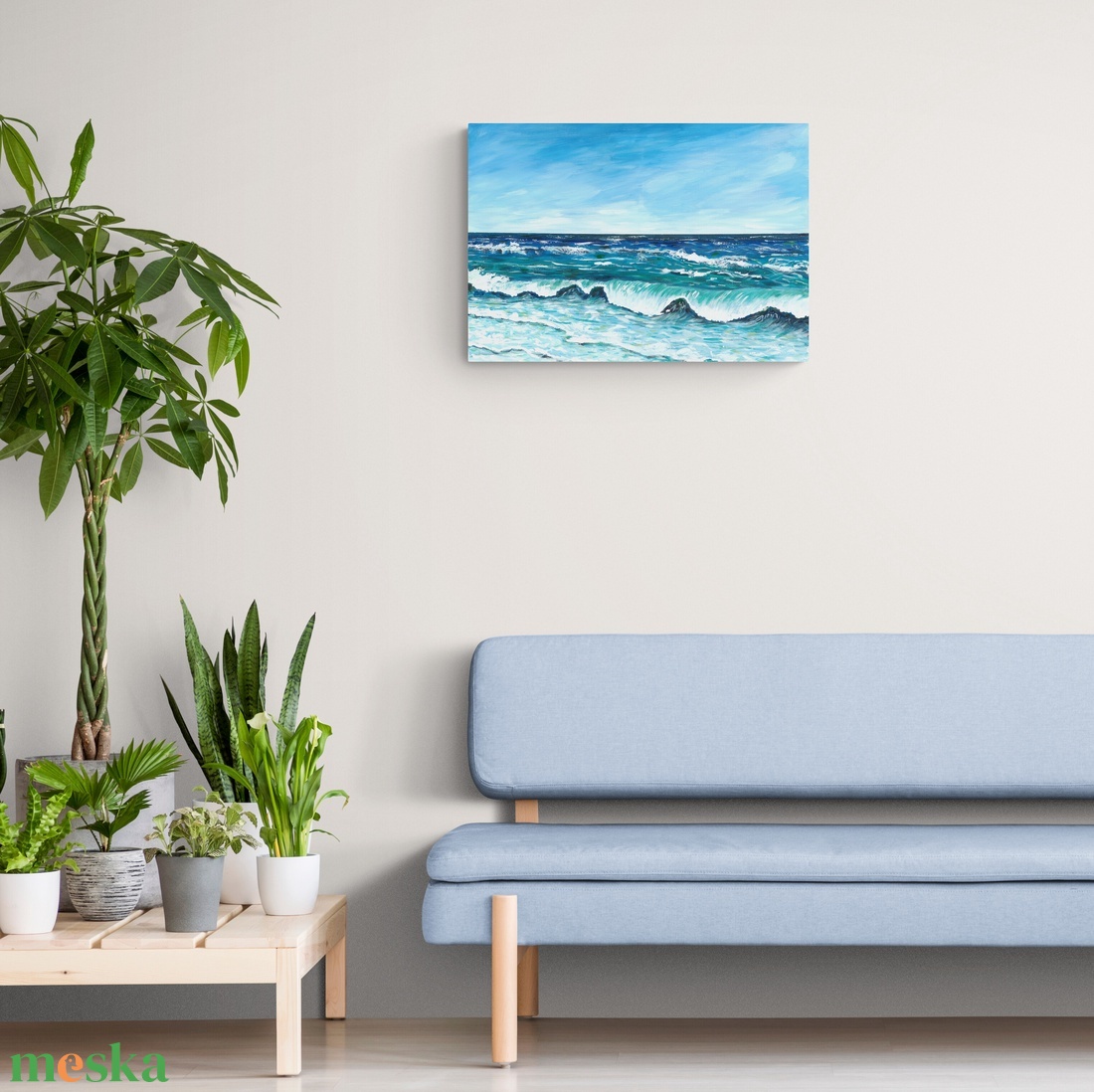 Hullámzó nyári tengerparti festmény - eredeti festményem art print változata. Limitált kiadás - otthon & életmód - dekoráció - kép & falikép - kép & falikép - Meska.hu