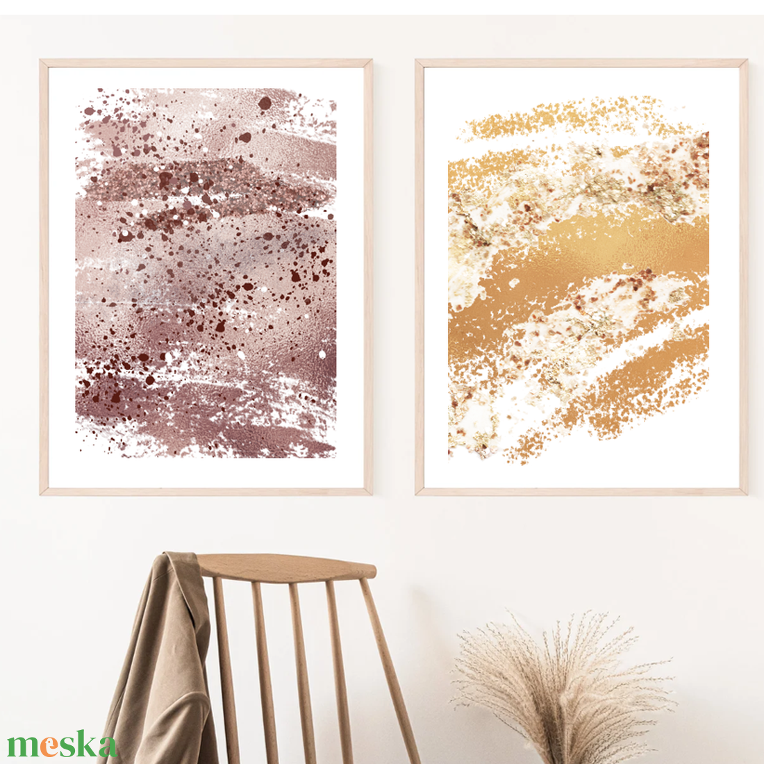 Rosegold és gold absztrakt modern képek / 2db Művészi art print. Limitált kiadásban többféle méretben - otthon & lakás - dekoráció - kép & falikép - több részes kép - Meska.hu