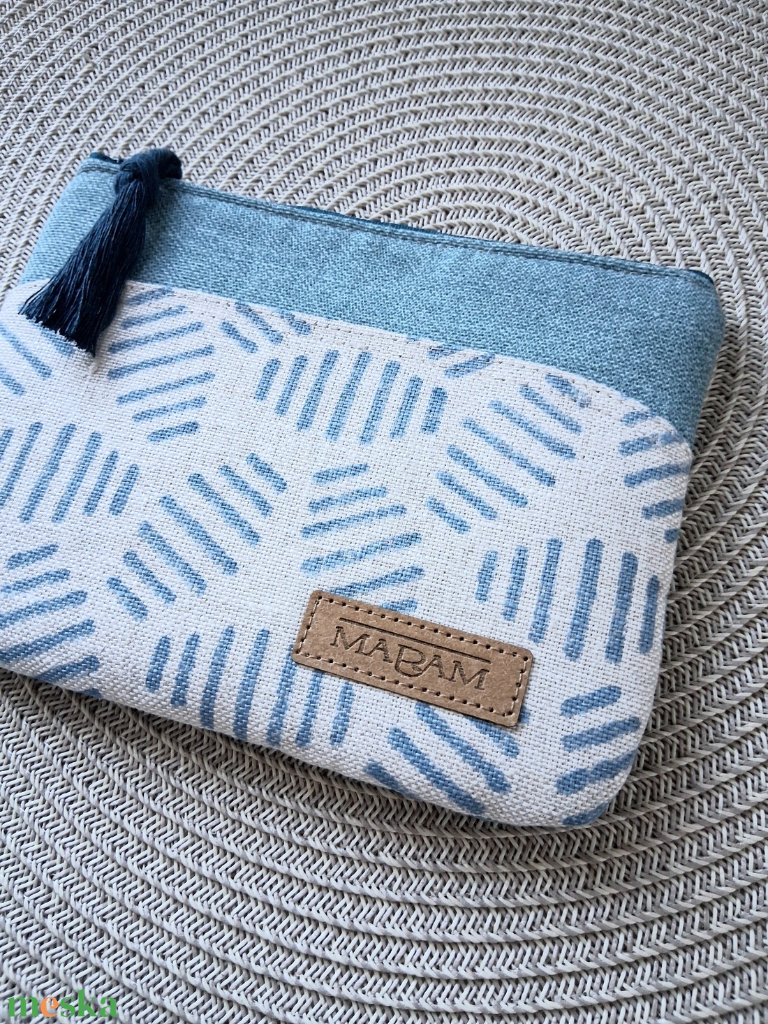 Türkiz csíkos lapos neszesszer, tok - táska & tok - neszesszer - Meska.hu