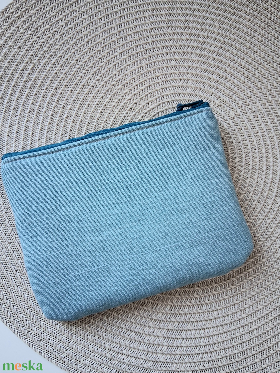 Türkiz csíkos lapos neszesszer, tok - táska & tok - neszesszer - Meska.hu