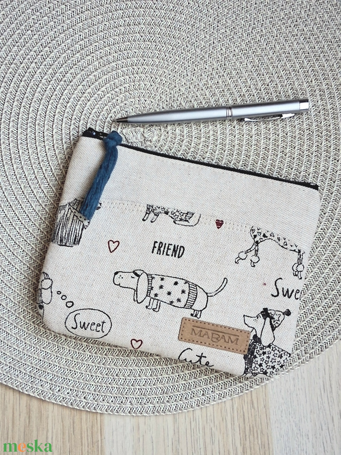 Kutyabarát,  női lapos neszesszer, tok - táska & tok - neszesszer - Meska.hu