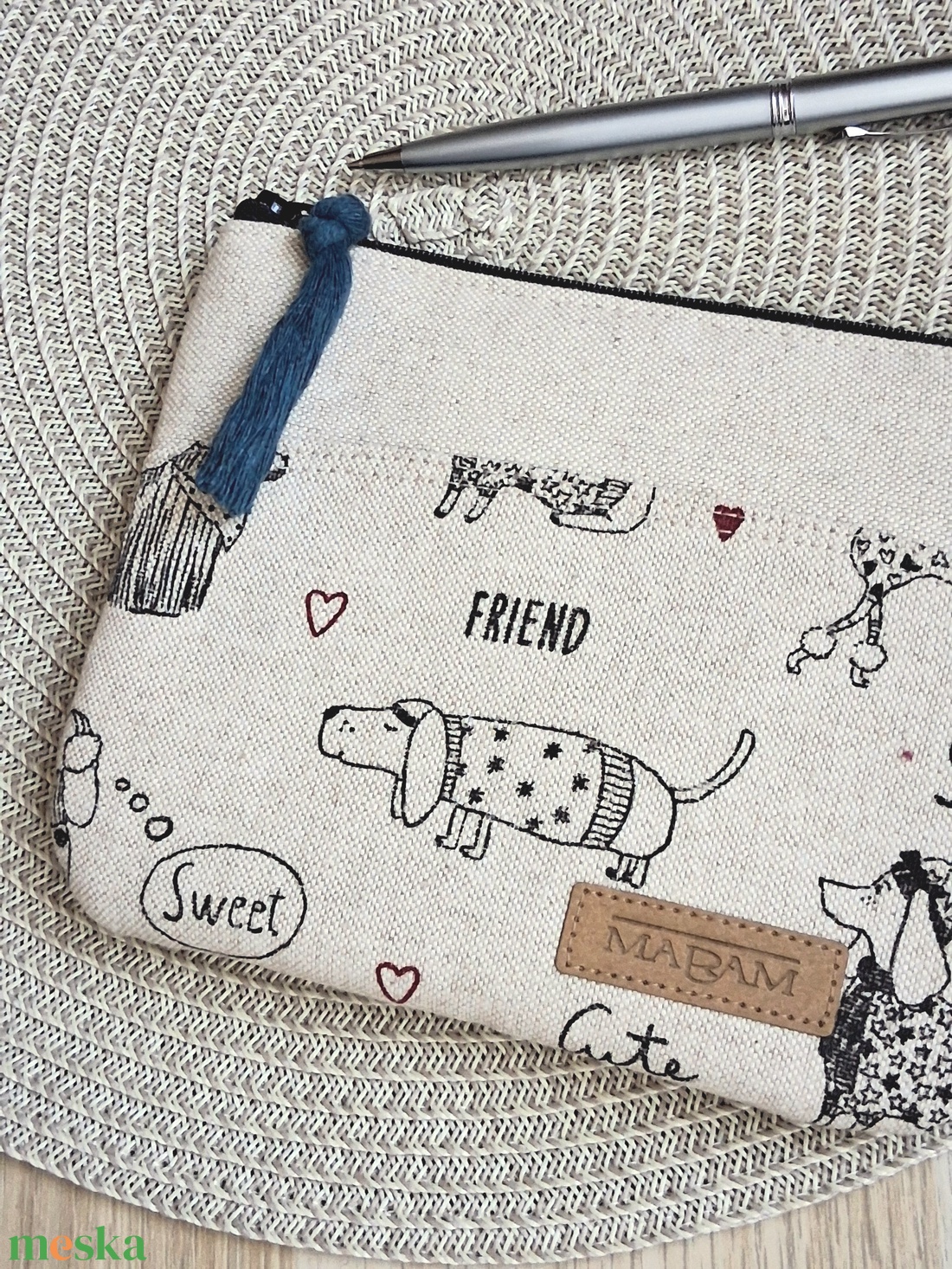 Kutyabarát,  női lapos neszesszer, tok - táska & tok - neszesszer - Meska.hu