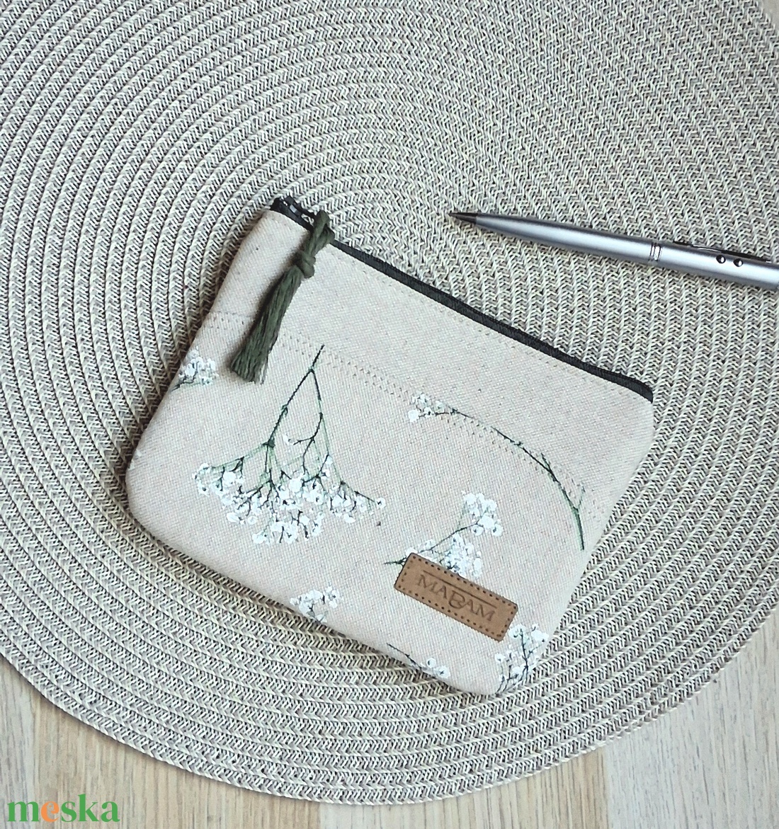 Rezgővirágos,  női lapos neszesszer, tok - táska & tok - neszesszer - Meska.hu