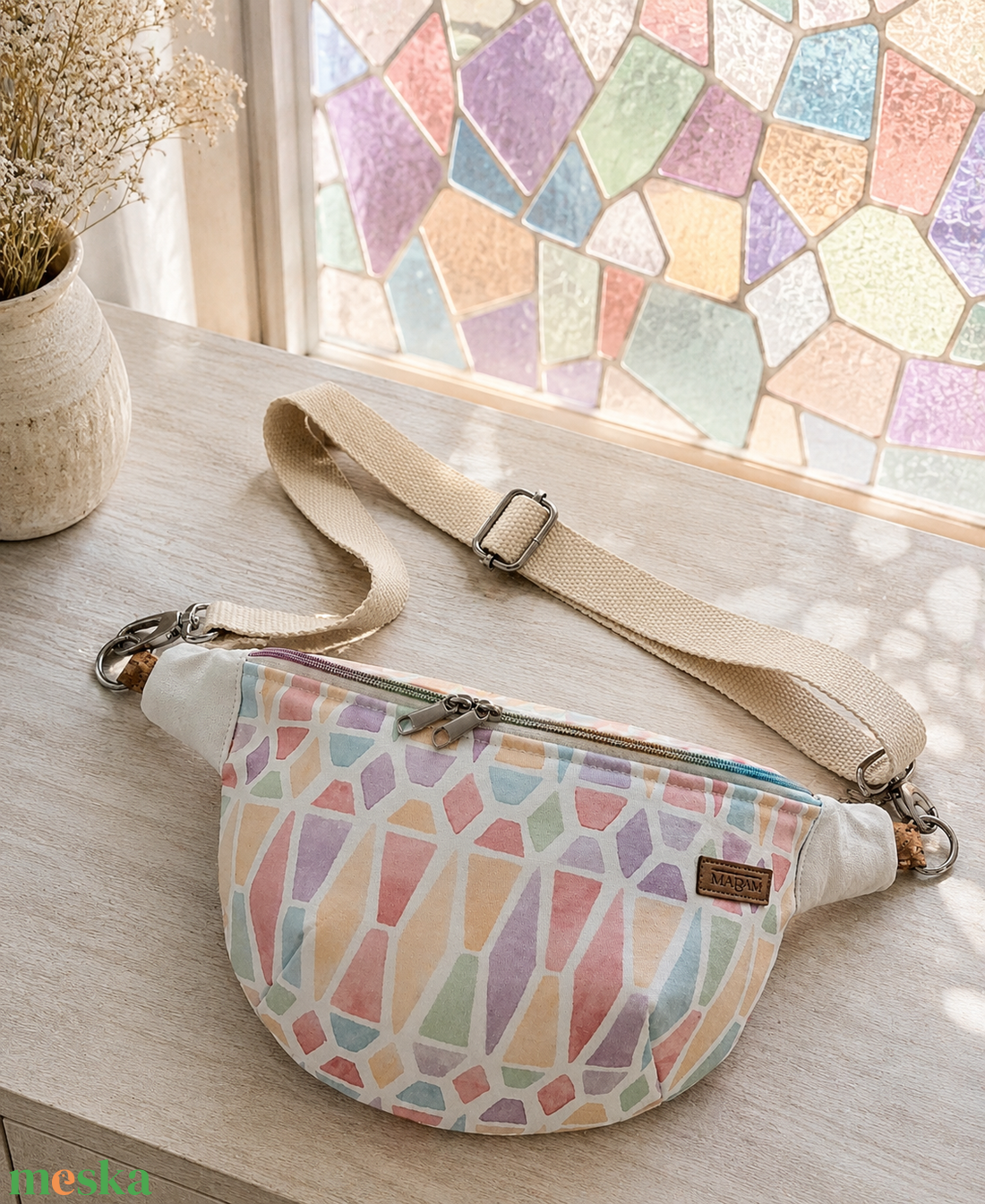Mozaik mintás Övtáska, Kistáska, Crossbody, pasztell színekben  - táska & tok - övtáska - Meska.hu