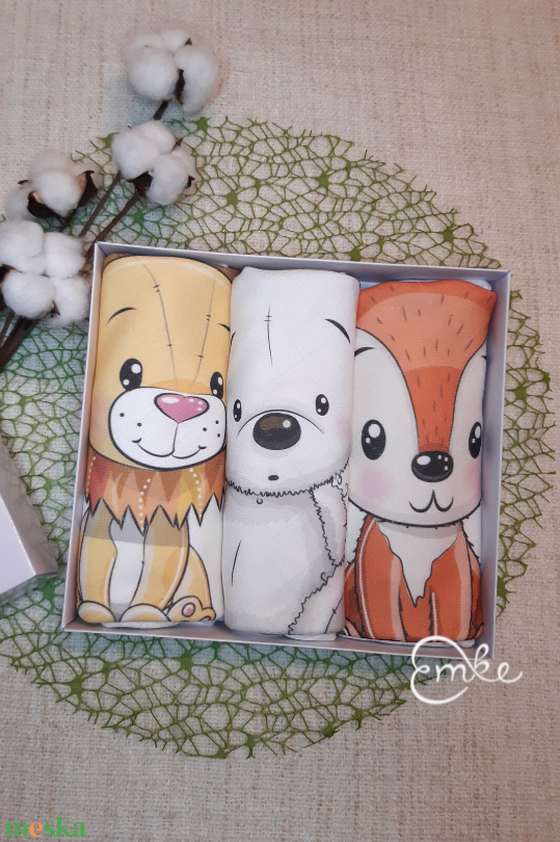 Textilpelenka csomag díszdobozban kisfiús mintákkal - szépségápolás - pelenka & babaápolás - pelenka - Meska.hu