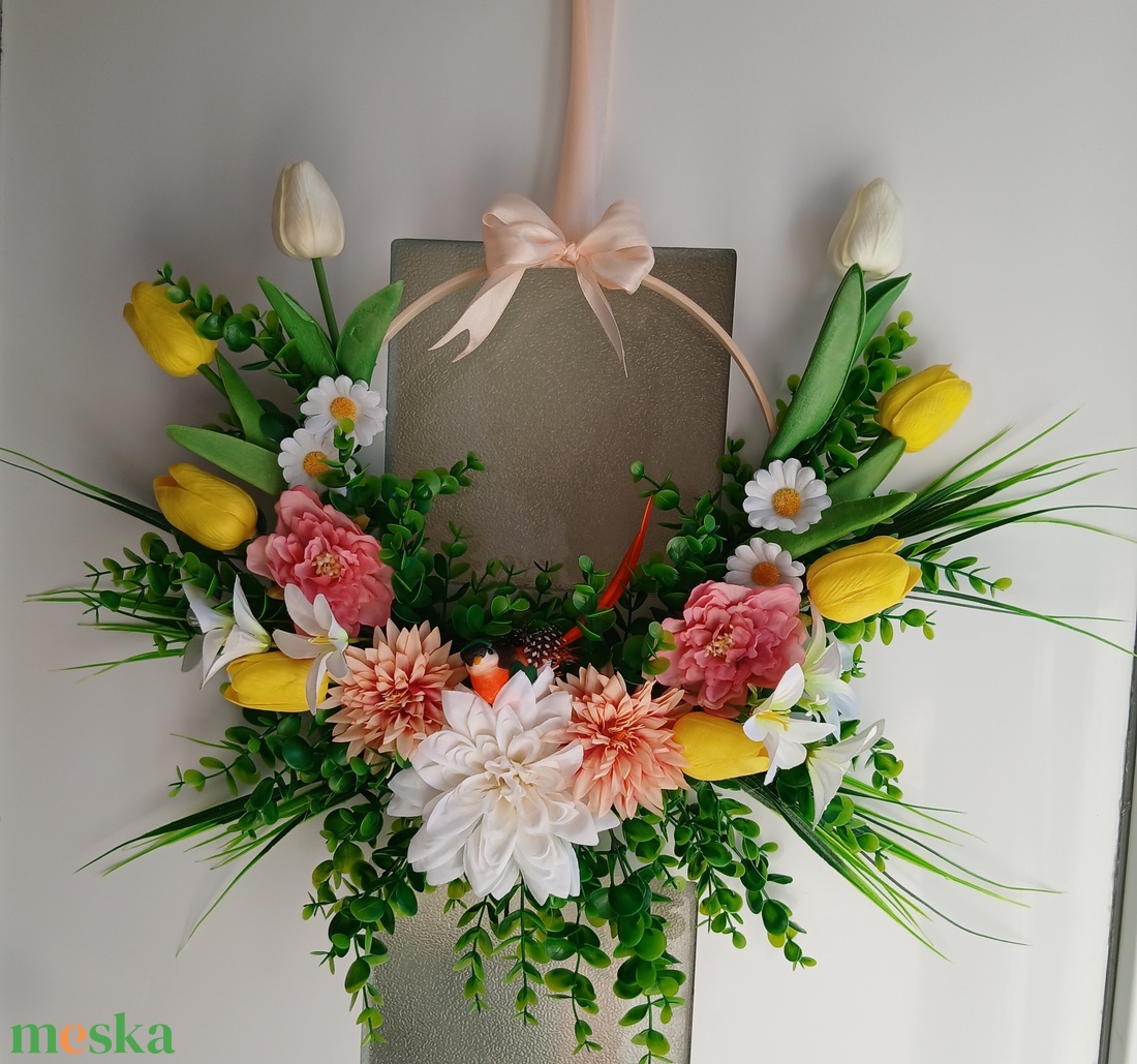 Tavaszi kopogtató  - otthon & életmód - dekoráció - ajtó- és ablak dekoráció - ajtódísz & kopogtató - Meska.hu