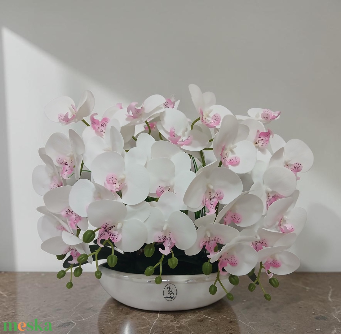 Prémium 4 szálas orchidea vzs magasfényű kerámia csónaktálban! - otthon & életmód - virágdekoráció - virágdíszek - asztali virágdísz - Meska.hu