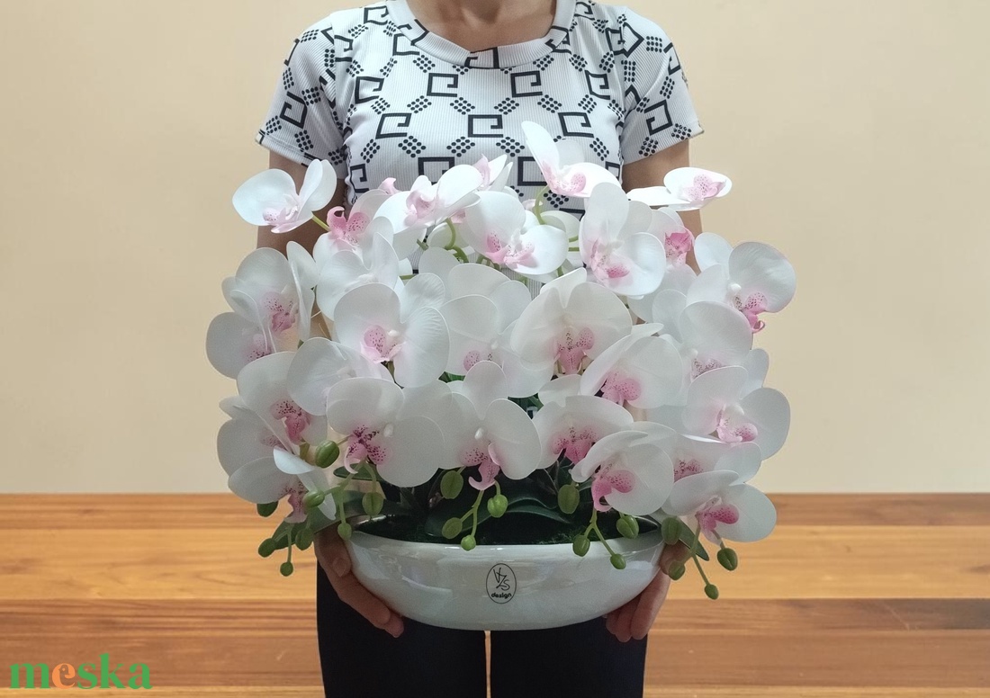 Prémium 4 szálas orchidea vzs magasfényű kerámia csónaktálban! - otthon & életmód - virágdekoráció - virágdíszek - asztali virágdísz - Meska.hu