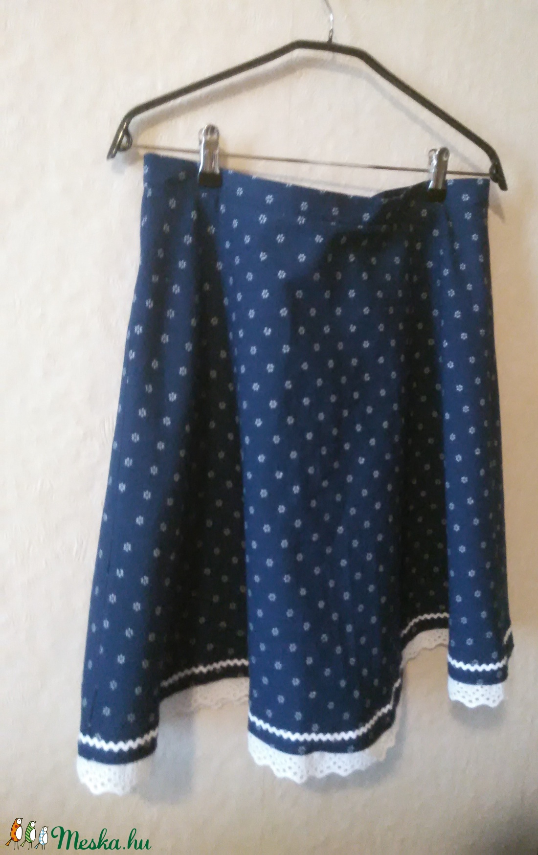 MAGYARKA - Népies kékfestő szoknya madeira csipkével - gyermek és felnőtt méretekben rendelhető a variációk menüben - ruha & divat - női ruha - szoknya - Meska.hu