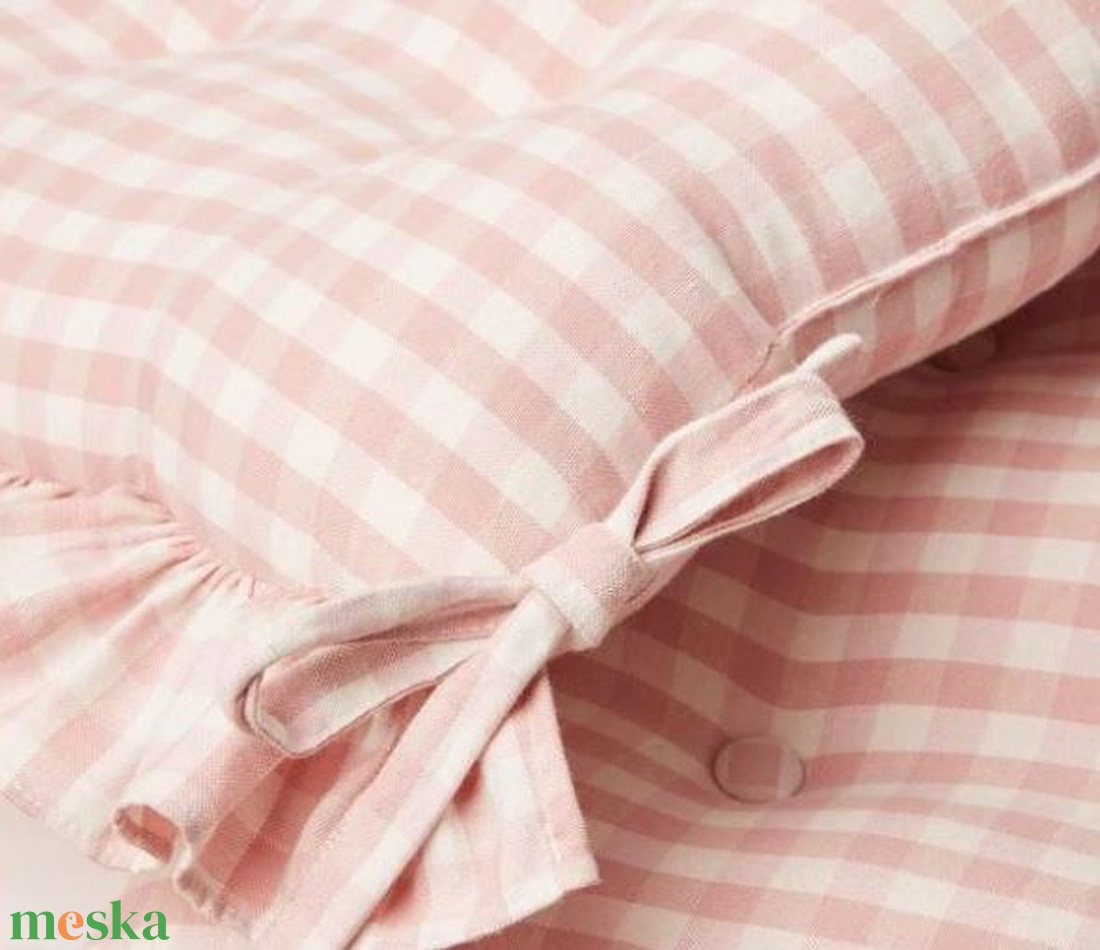 Vintage fodros székpárna megkötővel - Vichy Karo - Shabby Chic - otthon & életmód - lakástextil - párna & párnahuzat - Meska.hu