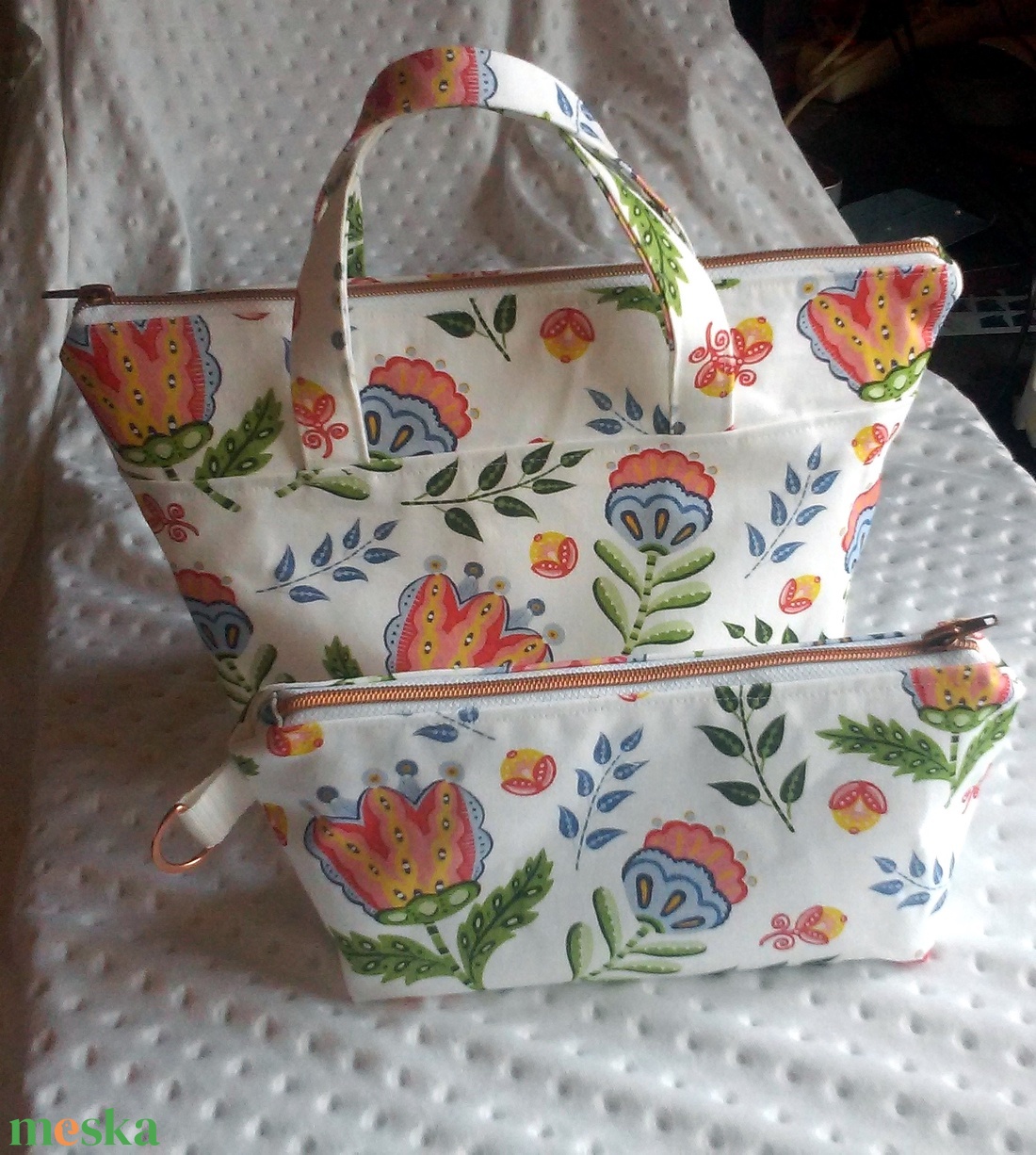 Ecobag - kézitáska, uzsonnás táska -vállon átvehető kivitelben is rendelhető- Mezei virágok - táska & tok - kézitáska & válltáska - vállon átvethető táska - Meska.hu