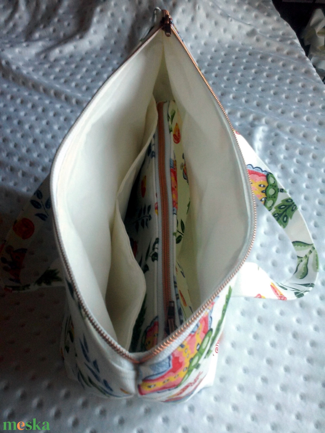 Ecobag - kézitáska, uzsonnás táska -vállon átvehető kivitelben is rendelhető- Mezei virágok - táska & tok - kézitáska & válltáska - vállon átvethető táska - Meska.hu