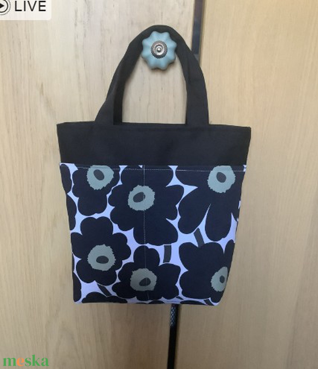 Marimekko mini táska - vállon át hordható kivitelben is - Green Poppy - táska & tok - neszesszer - Meska.hu