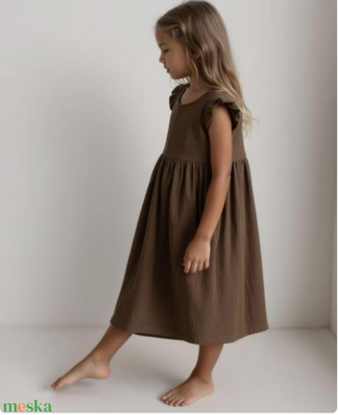 Bő szabású leányka lenvászon ruha - egyéb színekben is rendelhető- MILLA - ruha & divat - gyerekruha - ruha - Meska.hu