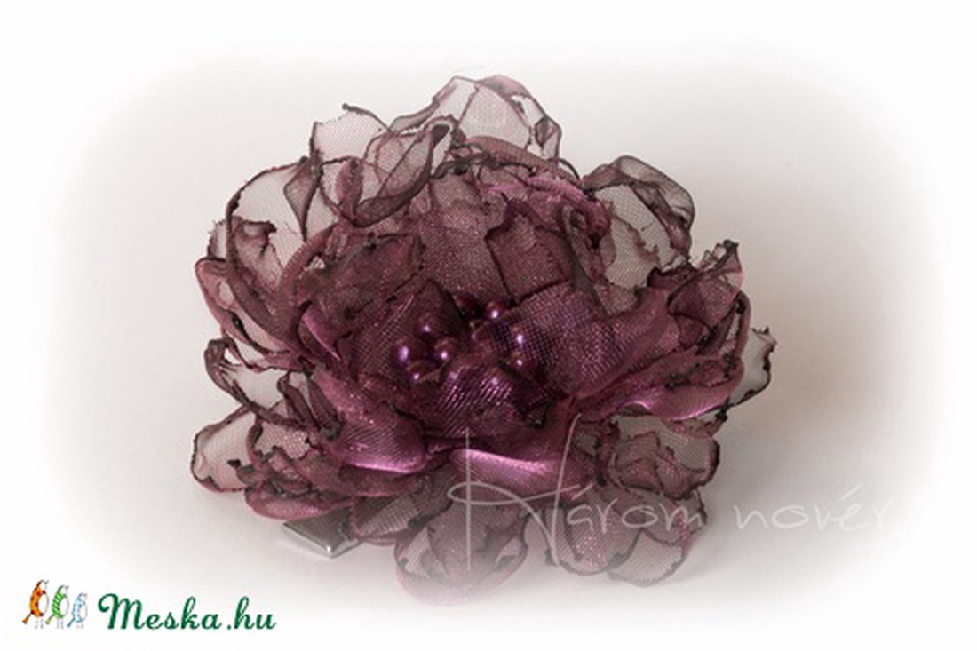 Lila organza virágkitűző / hajcsat -  - Meska.hu